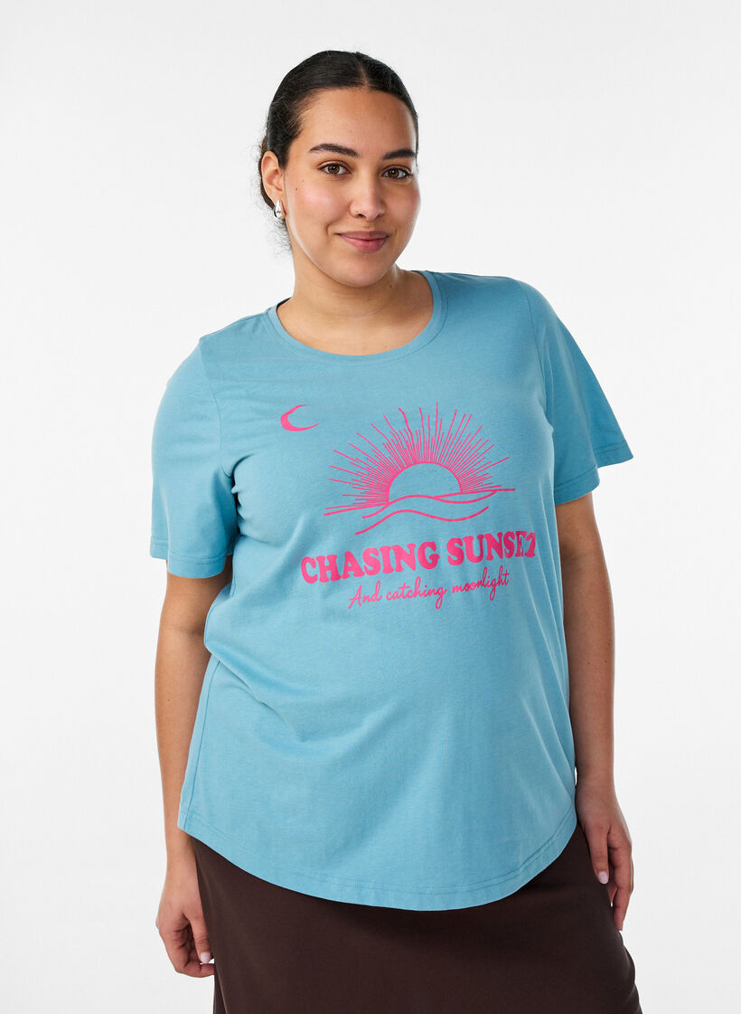 T-Shirt mit Print, Blau, Model image number 0