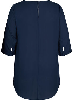 Bluse mit 3/4-Ärmeln und asymmetrischem Saum, Navy Blazer, Packshot image number 1