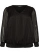 Gestreifte Bluse in Ballonform, Schwarz, Packshot image number 0