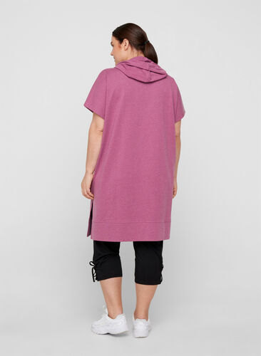 Langes Sweatshirt mit kurzen Ärmeln, Grape Nectar Melange, Model image number 1