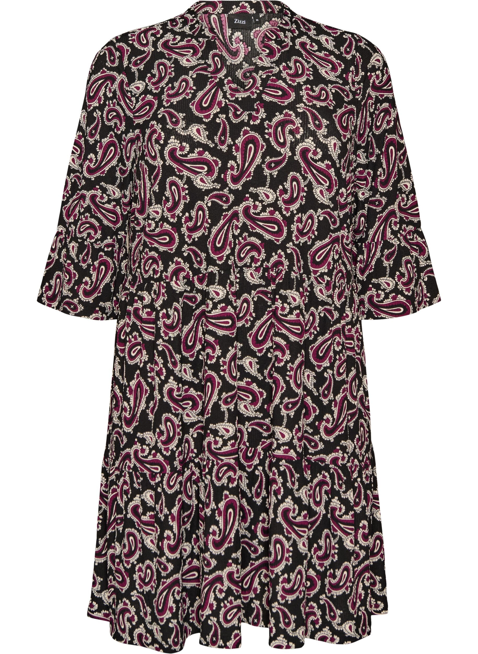 ZizziKurzes A-Linien-Kleid aus Jersey mit Allover-Print, Dunkles Bordeaux, Packshot image number 0