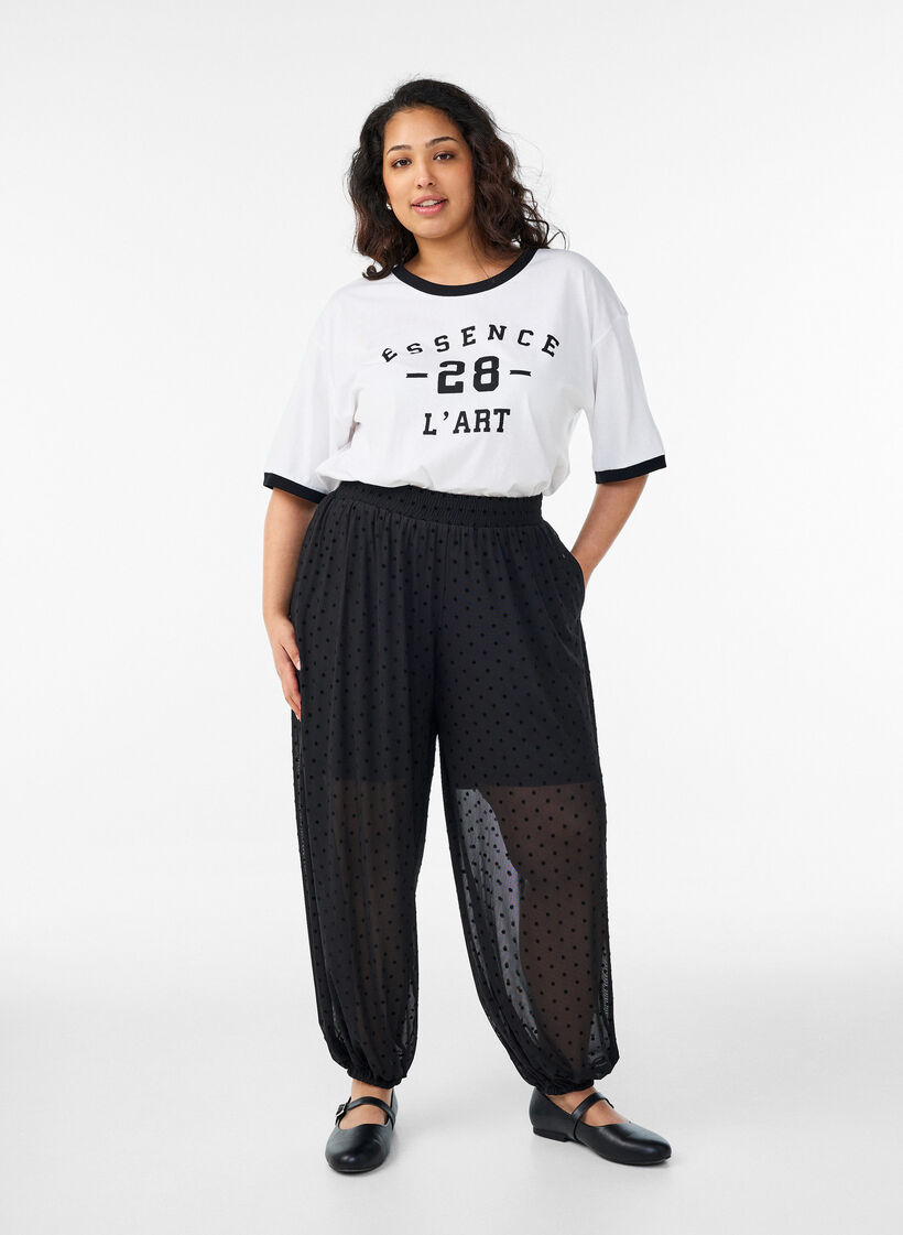 T-Shirt aus Baumwolle mit Textprint und Boxy-Fit, Wei&szlig;, Model image number 1