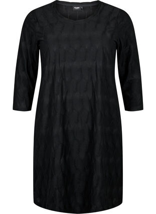 FLASH - Kleid mit Textur und 3/4 Ärmeln, Black, Packshot image number 0