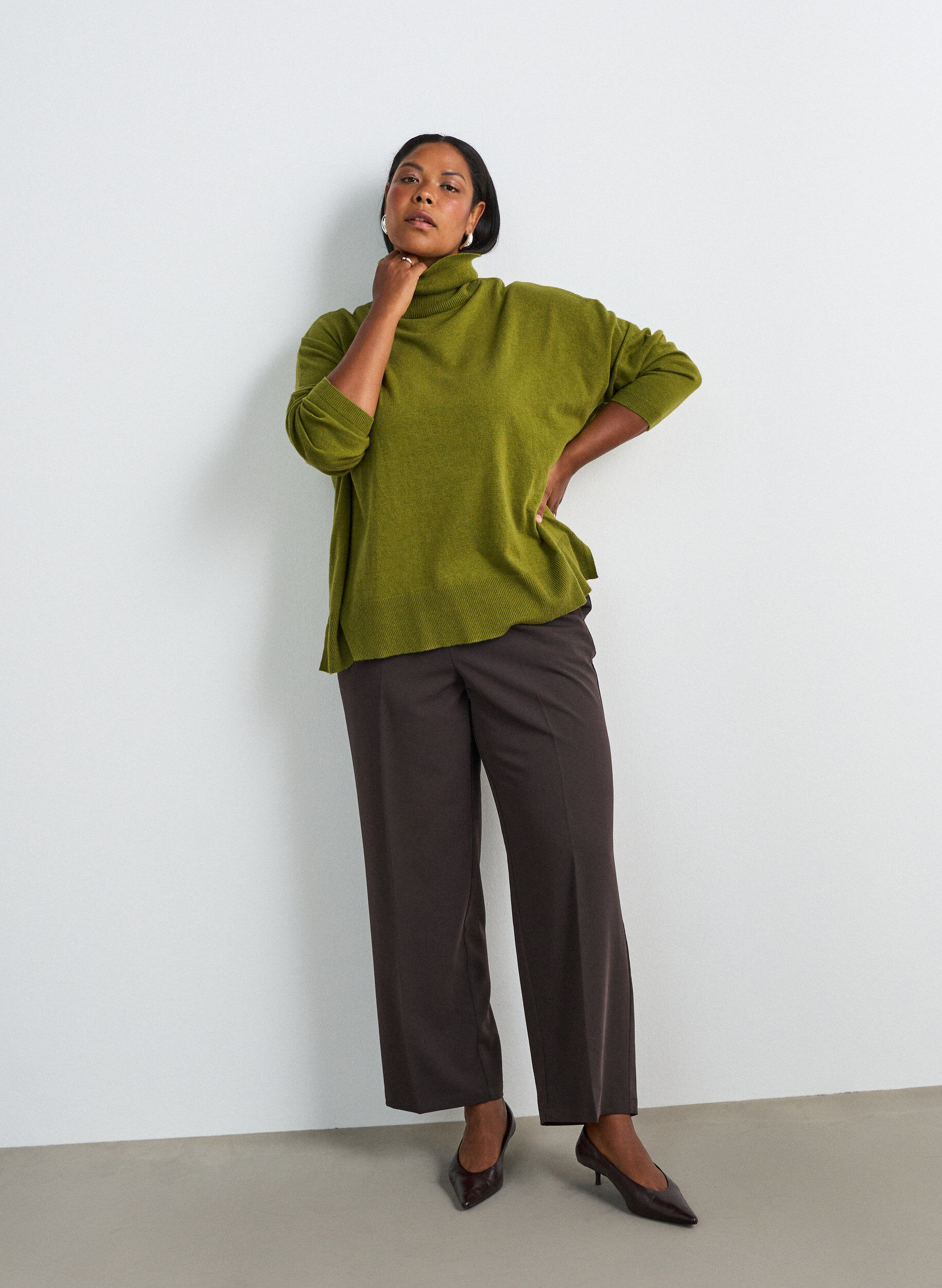 ZizziRollkragenpullover mit lockerer Passform, Gr&uuml;n, Model image number 0