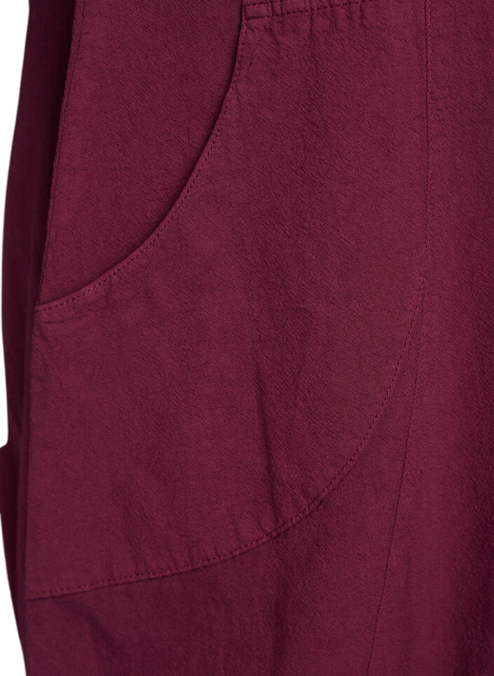 Kurzarm Kleid aus Baumwolle, Dunkles Bordeaux, Packshot image number 3