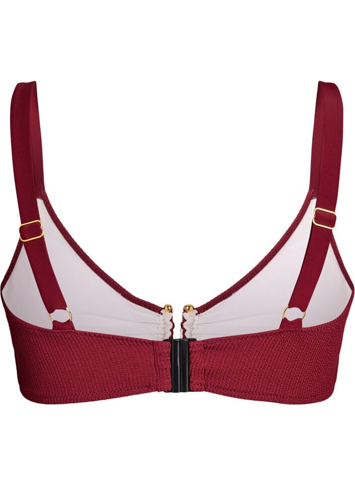 Strukturiertes Bikini Top mit Golddetail, Rot, Packshot