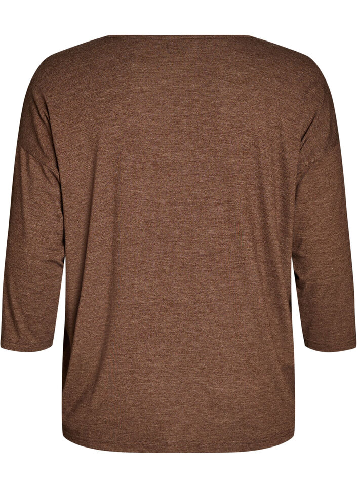 Bluse aus Jersey mit 3/4-&Auml;rmeln, Braun, Packshot image number 1