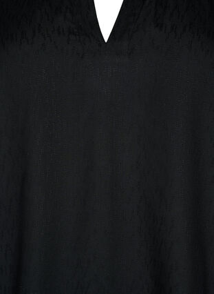 Kurzärmlige Viskosebluse mit V-Ausschnitt, Black, Packshot image number 2
