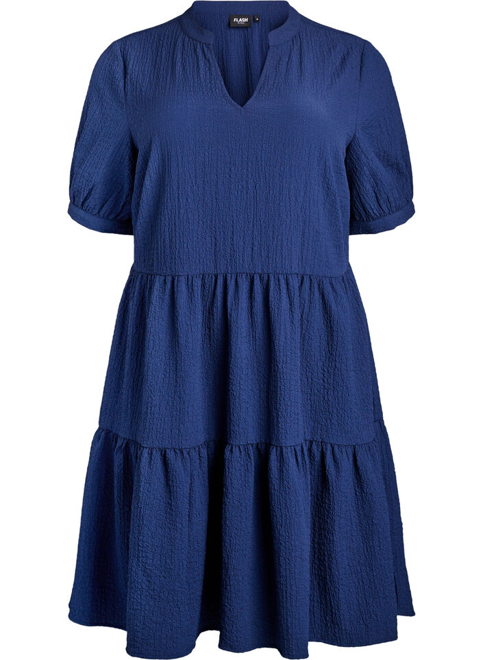 Kurzes A-Linien-Kleid, Blau, Packshot image number 0