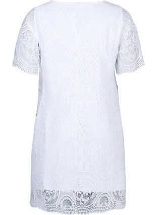 Partykleid aus Spitze mit kurzen Ärmeln, Bright White, Packshot image number 1