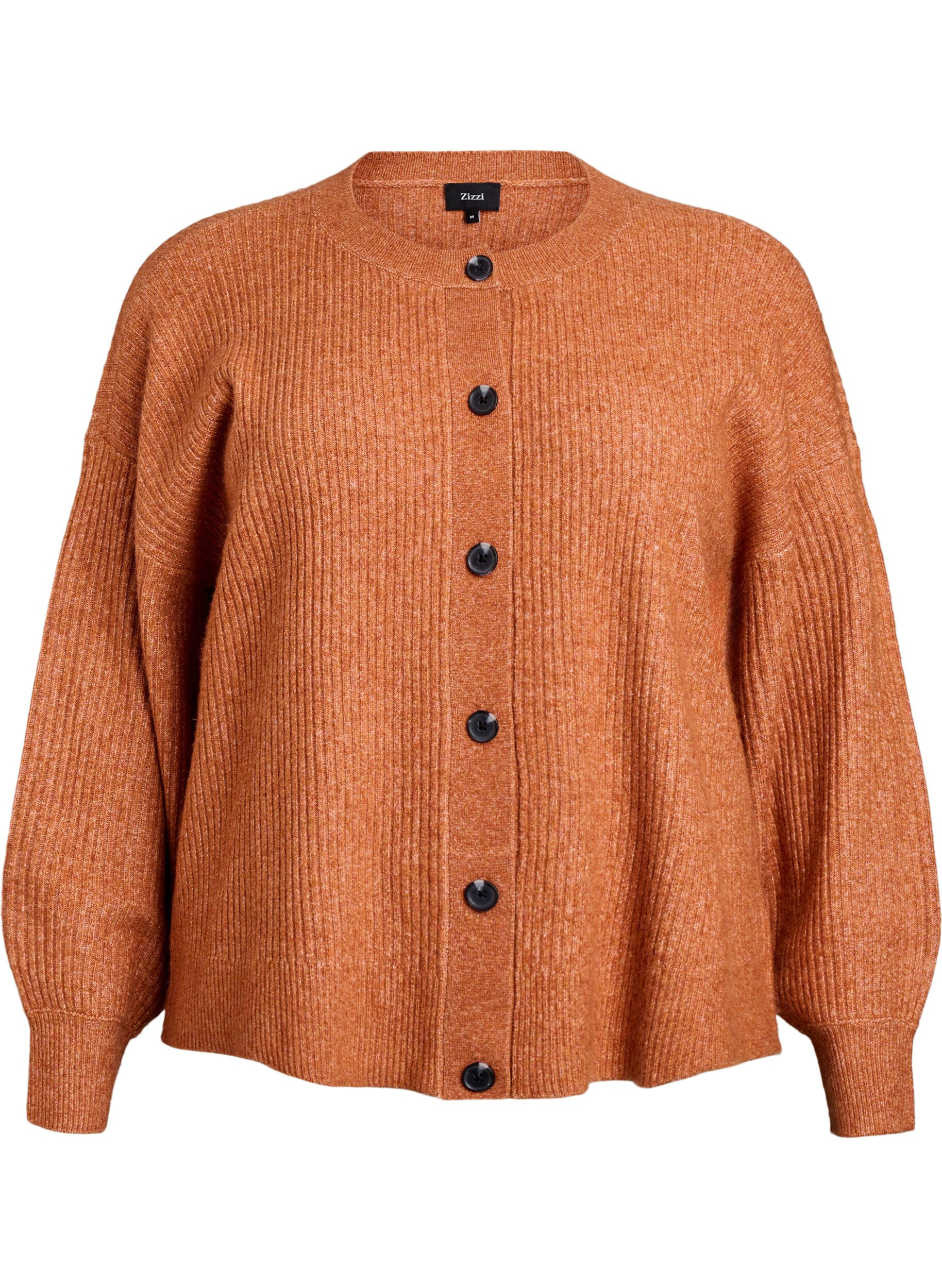 ZizziRippenstrick Strickjacke mit Kn&ouml;pfen, Orange, Packshot image number 0