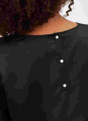Langärmelige Bluse mit Rundhalsausschnitt, Black, Model image number 2