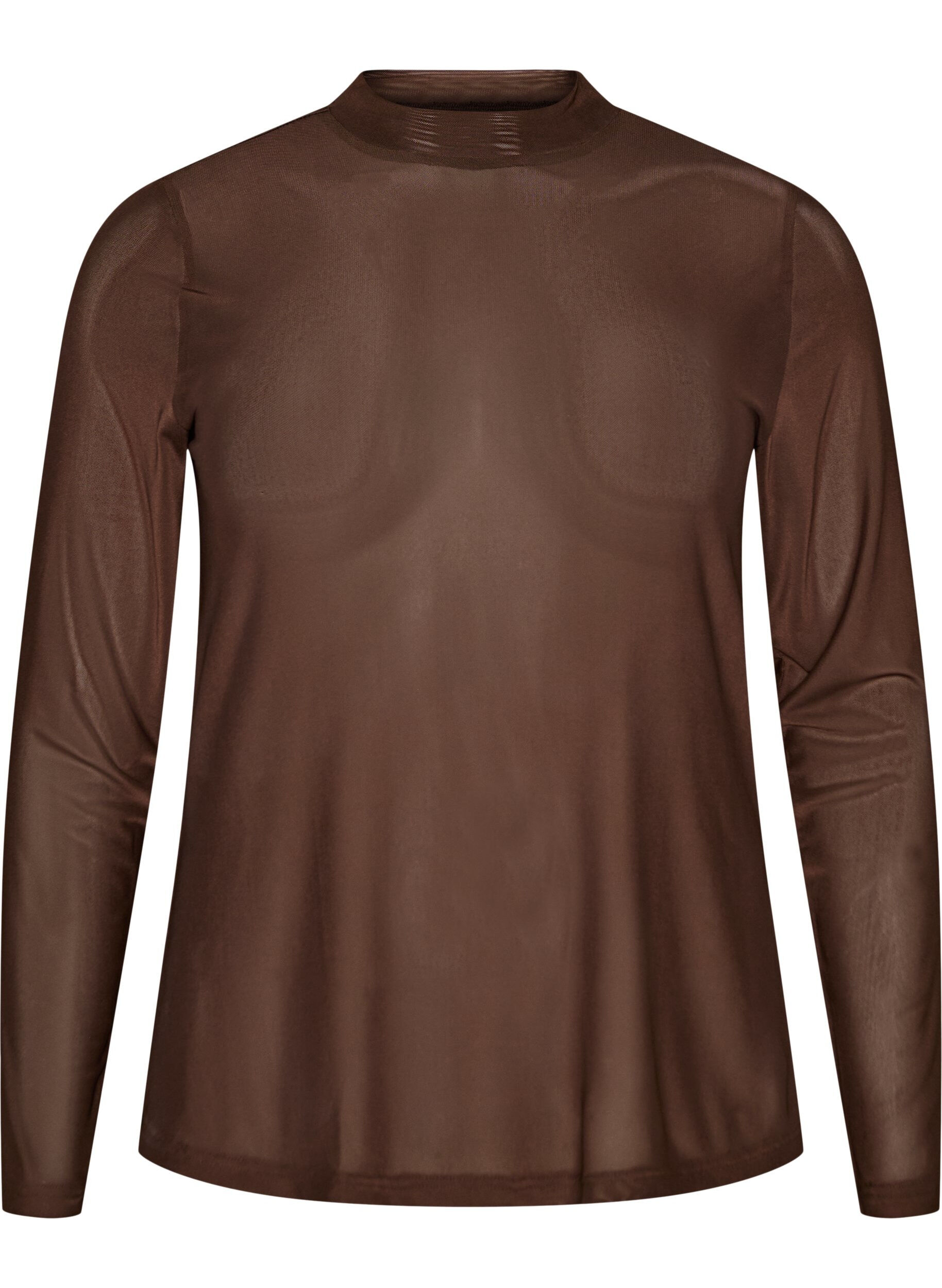 Enganliegende Mesh-Bluse mit langen &Auml;rmeln
