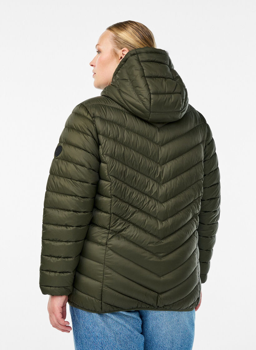Leichte Steppjacke mit Kapuze, Gr&uuml;n, Model image number 2