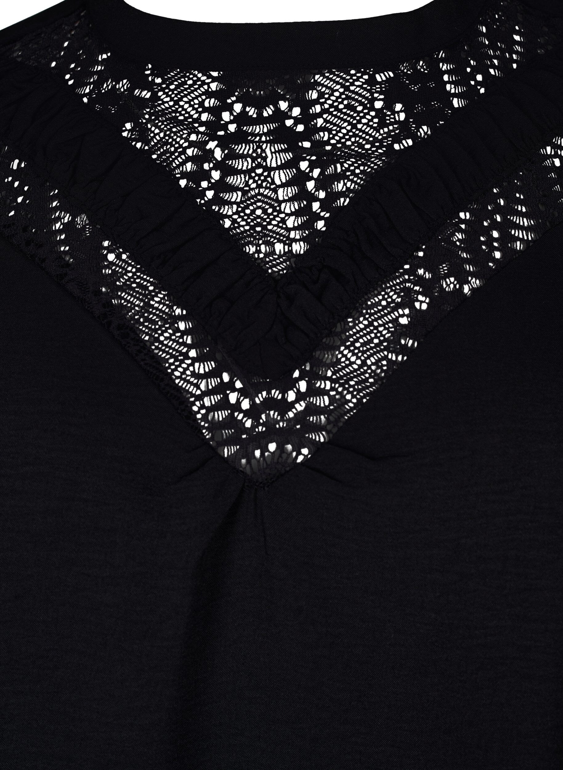 ZizziBluse mit Spitzendetail, Black, Packshot image number 2
