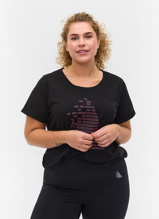 Trainings-T-Shirt mit Print, Black Diva Pink, Model image number 0