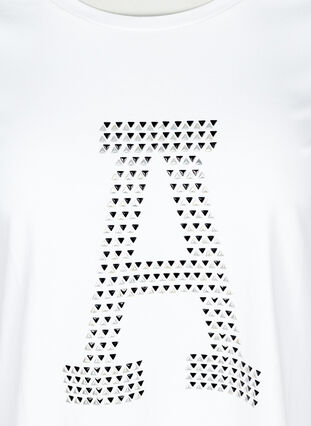 Baumwoll T-Shirt mit Nieten, Bright White, Packshot image number 2