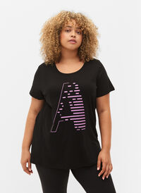 Trainings-T-Shirt mit Print, Black w. Purple A, Model