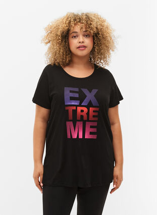 Trainings-T-Shirt mit Print, Black w. Extreme, Model image number 0