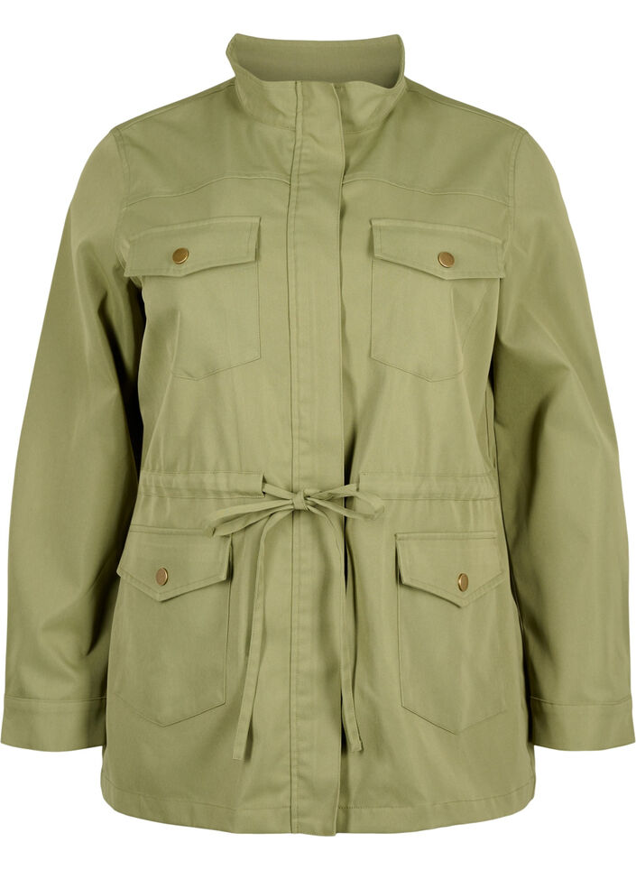 Armee-Jacke mit Tunnelzug am Bund, Aloe, Packshot image number 0
