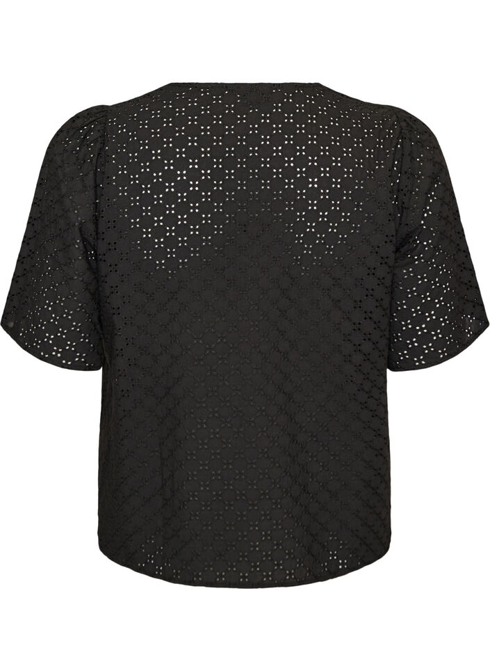 Bluse aus Broderie Anglaise mit Knopfleiste, Schwarz, Packshot image number 1