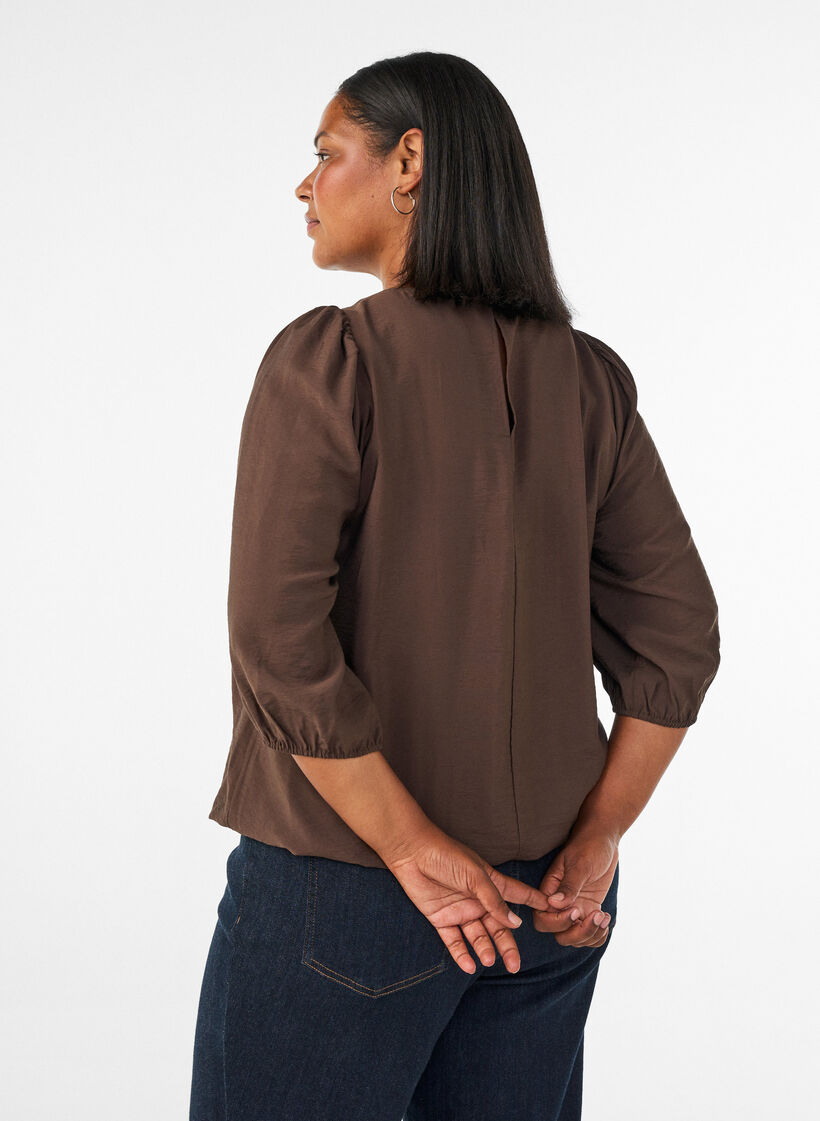 Bluse aus Spitze mit 3/4-&Auml;rmeln, Braun, Model image number 2