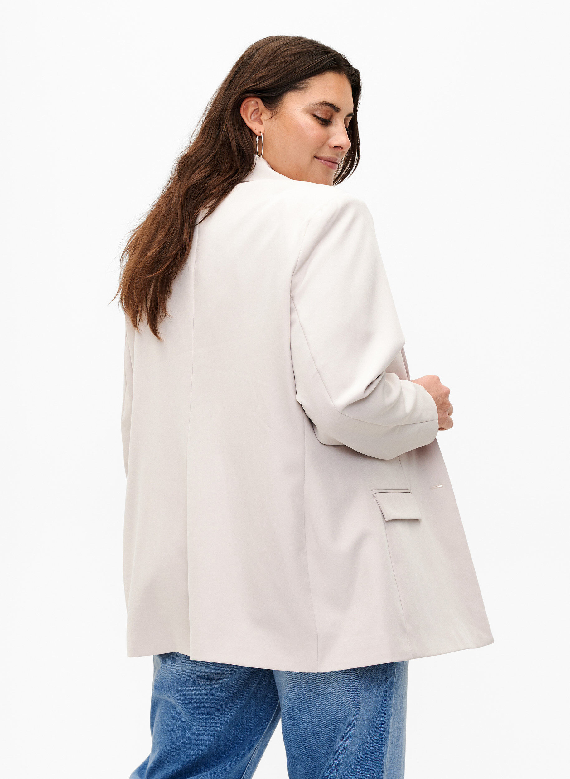 ZizziKlassischer Blazer mit Knopfverschluss, Pumice Stone, Model image number 1