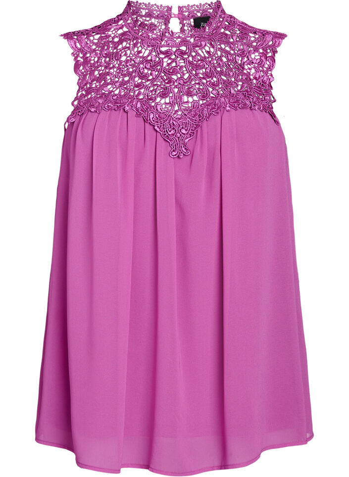 Ärmelloses Party-Top mit Häkelarbeit, Lila, Packshot image number 0