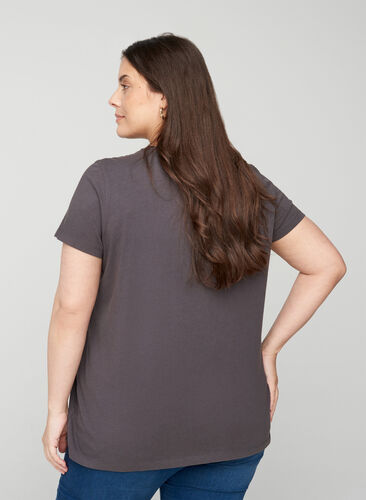 Kurzarm T-Shirt aus Baumwolle mit Steinen, Black Acid, Model image number 1