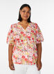 Gebl&uuml;mte Bluse mit Lochstickerei und V-Ausschnitt, Rot, Model image number 0