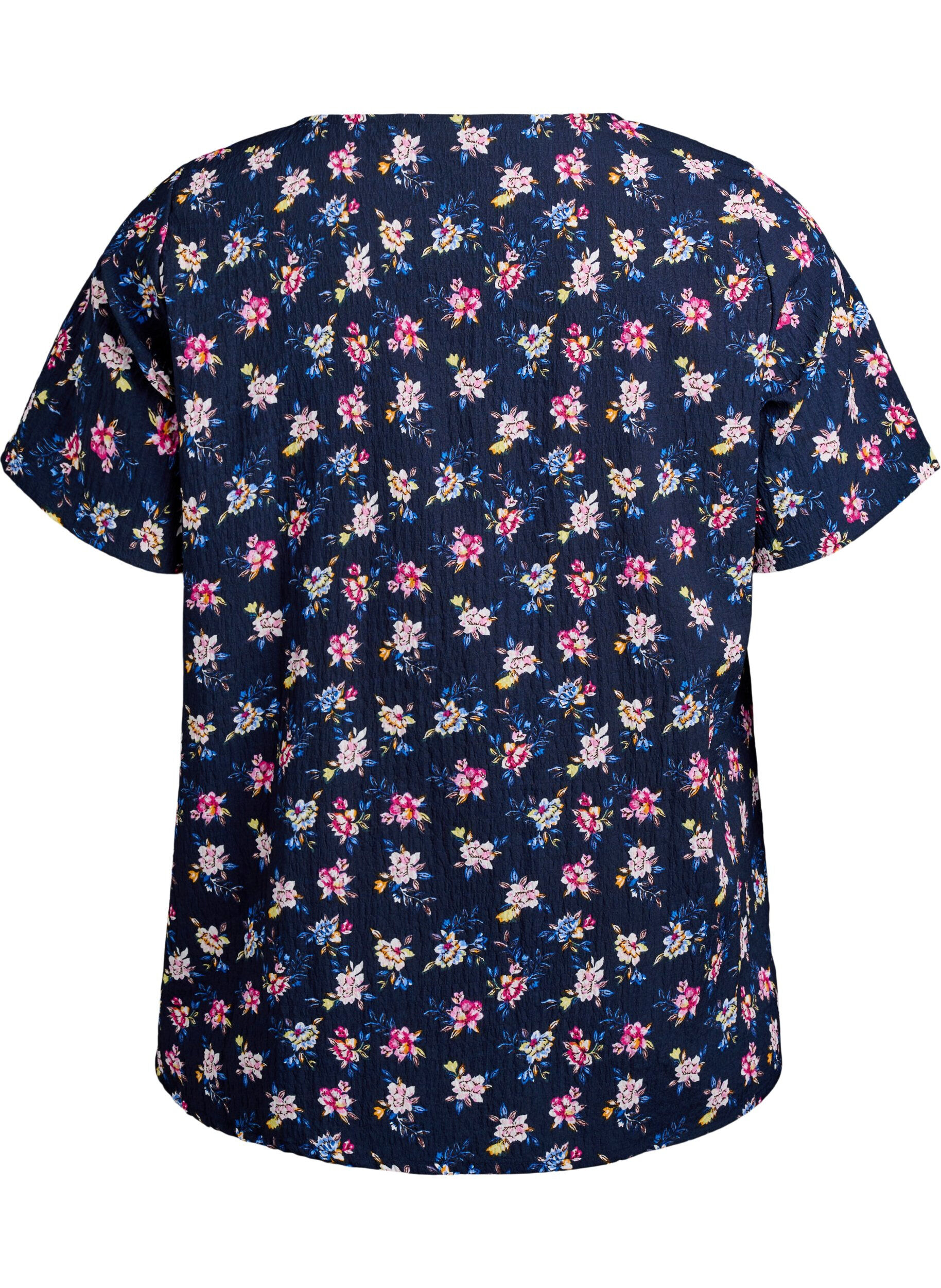 ZizziBluse mit Struktur und kurzen &Auml;rmeln, Blau, Packshot image number 1