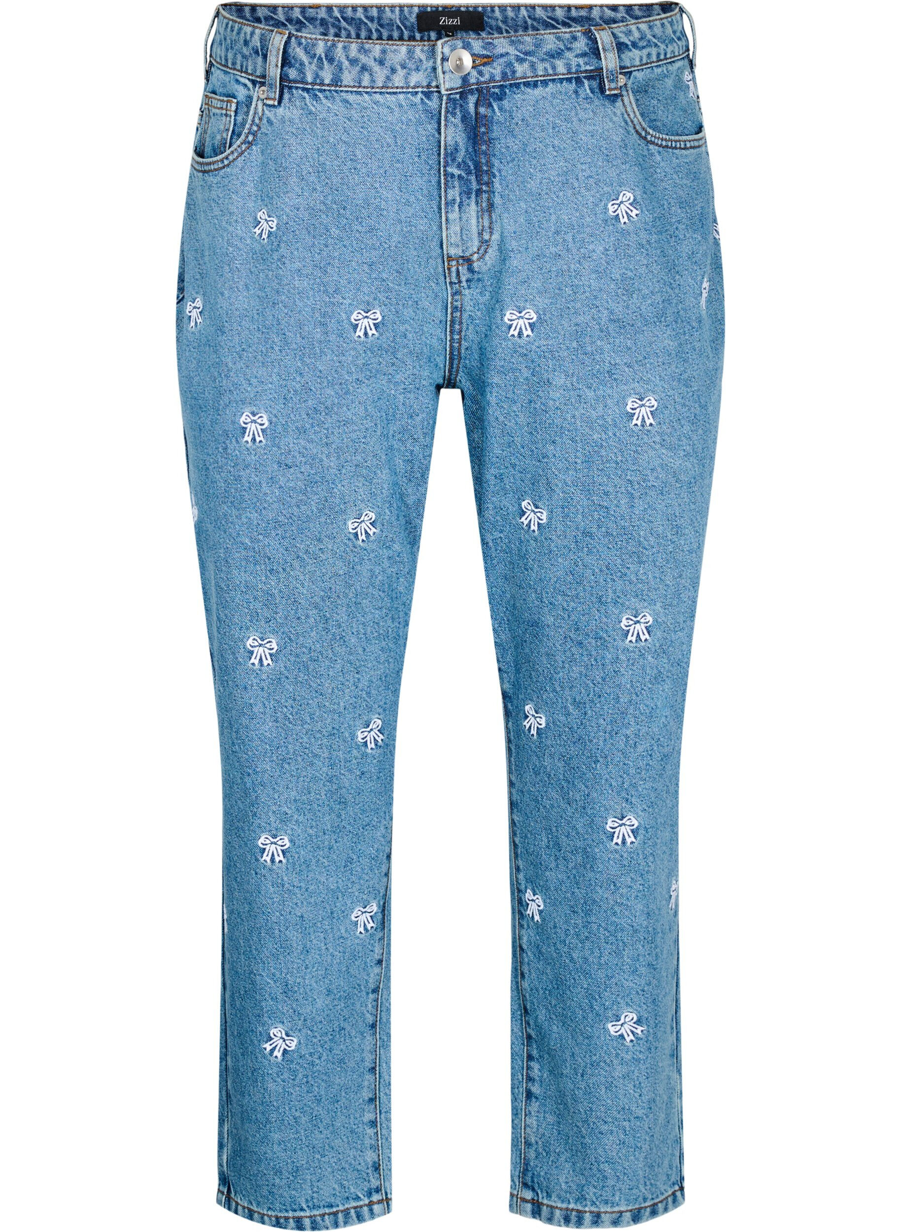 ZizziMille Mom Fit Jeans mit Stickerei, Blau, Packshot image number 0