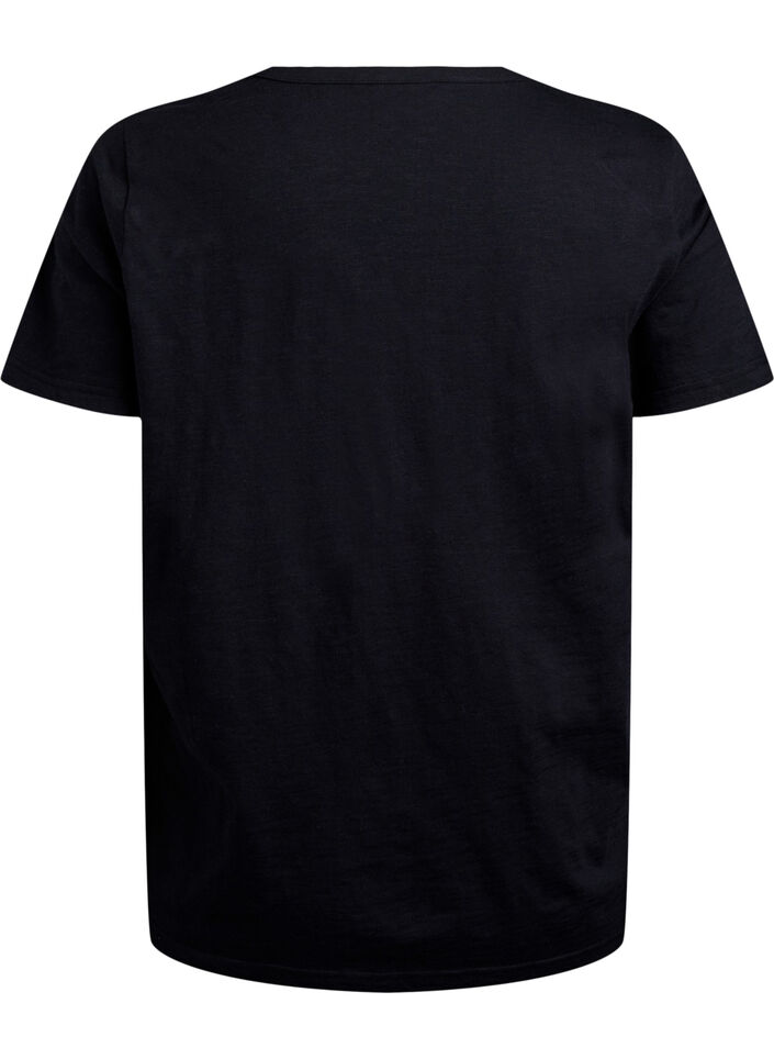 T-Shirt mit Knopfleiste, Schwarz, Packshot image number 1