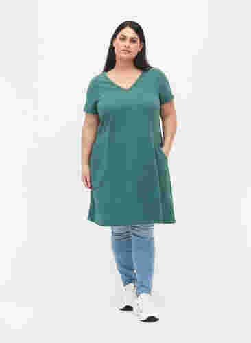 Kurzarm Kleid aus Baumwolle, Sea Pine, Model image number 1