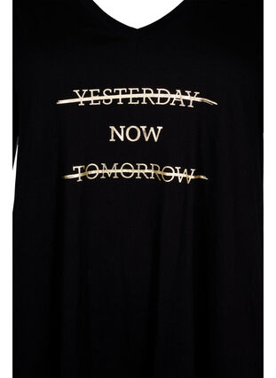 Nachthemd aus Baumwolle mit Print, Black w. Gold Foil, Packshot image number 2