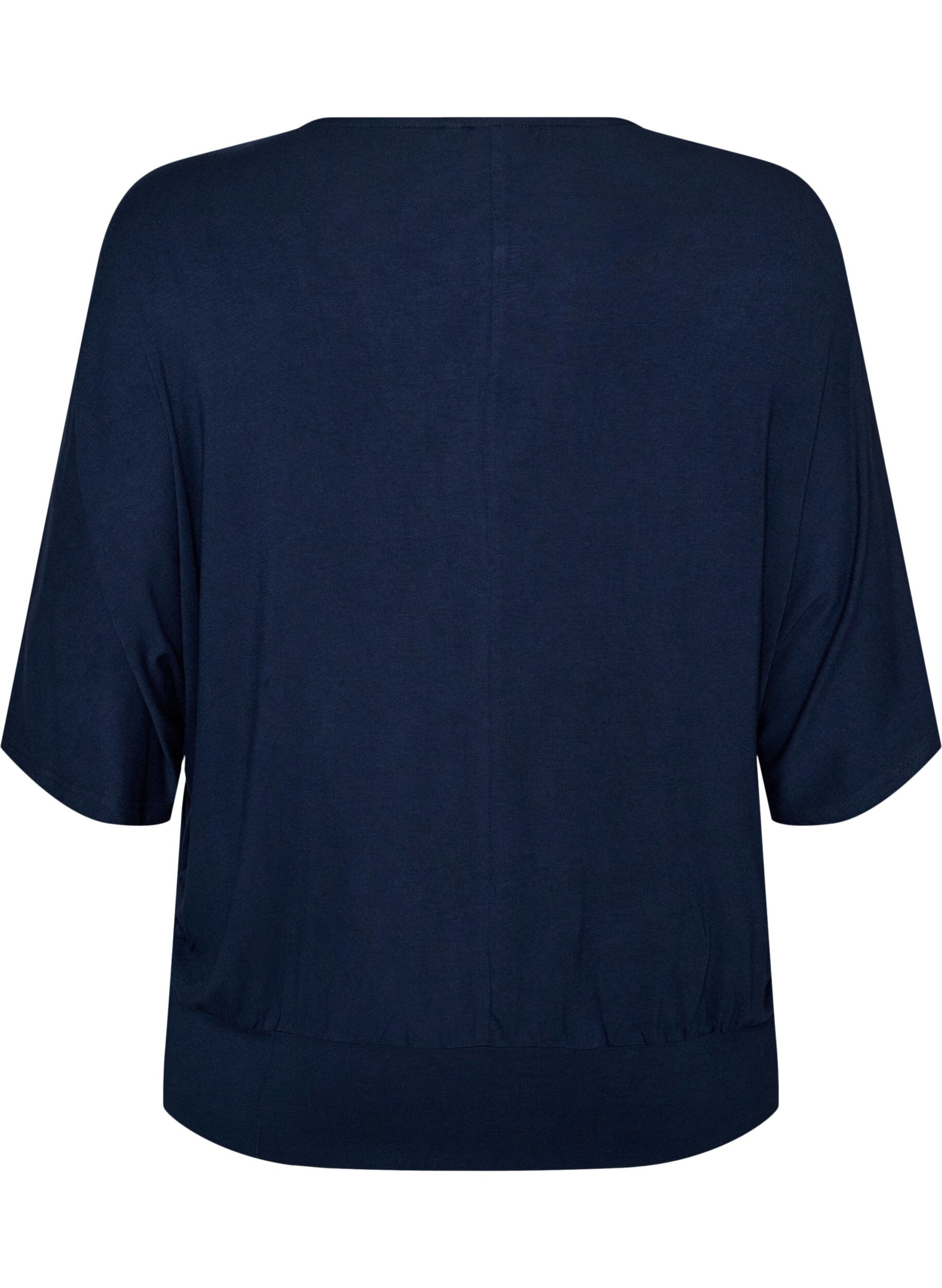 ZizziBluse aus Jersey mit ellbogenlangen Ballon&auml;rmeln, Blau, Packshot image number 1