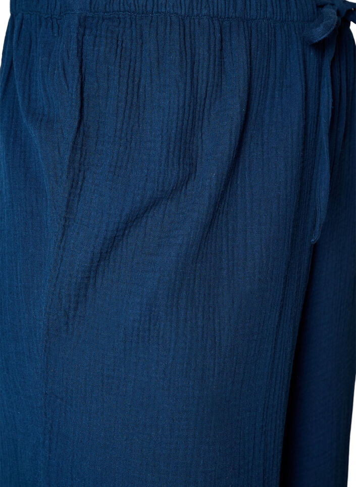 Lockere Pyjamahose aus Baumwoll-Musselin, Blau, Packshot image number 3