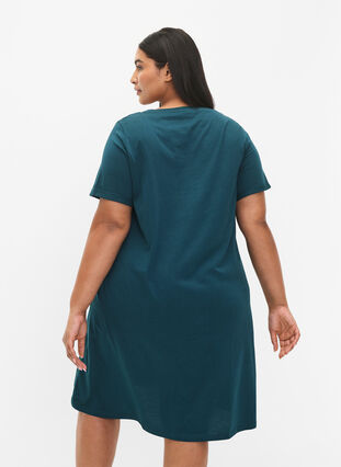 Kurzärmeliges Nachthemd aus Bio-Baumwolle , Deep Teal Lets, Model image number 1