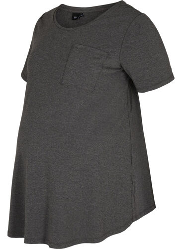 Kurzarm Umstands-T-Shirt aus Baumwolle, Dark Grey Melange, Packshot image number 0