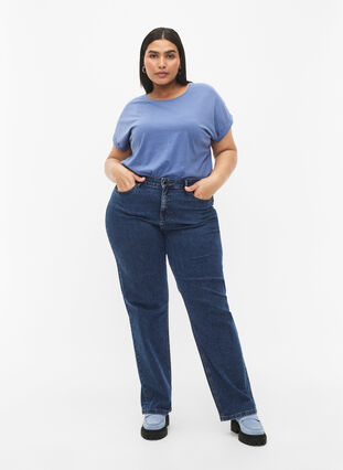 Kurzärmliges T-Shirt aus einer Baumwollmischung, Moonlight Blue, Model image number 2