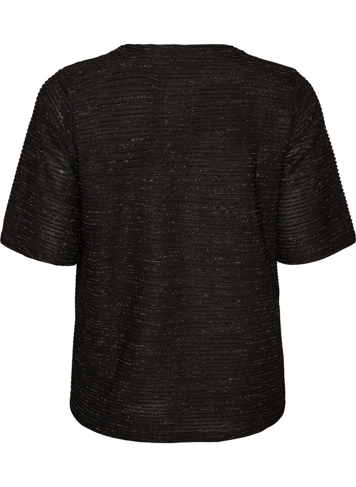 Bluse mit Struktur und Glitzer, Schwarz, Packshot image number 1