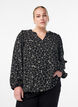 Langärmelige Bluse mit Blumenstickerei, Schwarz, Model image number 0