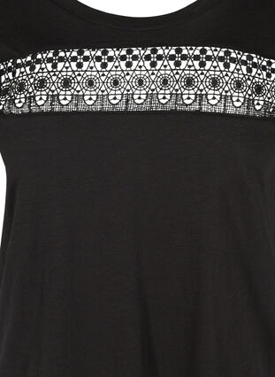 T-Shirt aus Baumwolle mit Spitze, Black, Packshot image number 2