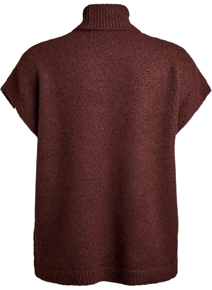 Ärmellose Strickweste mit Rollkragen, Braun, Packshot image number 1
