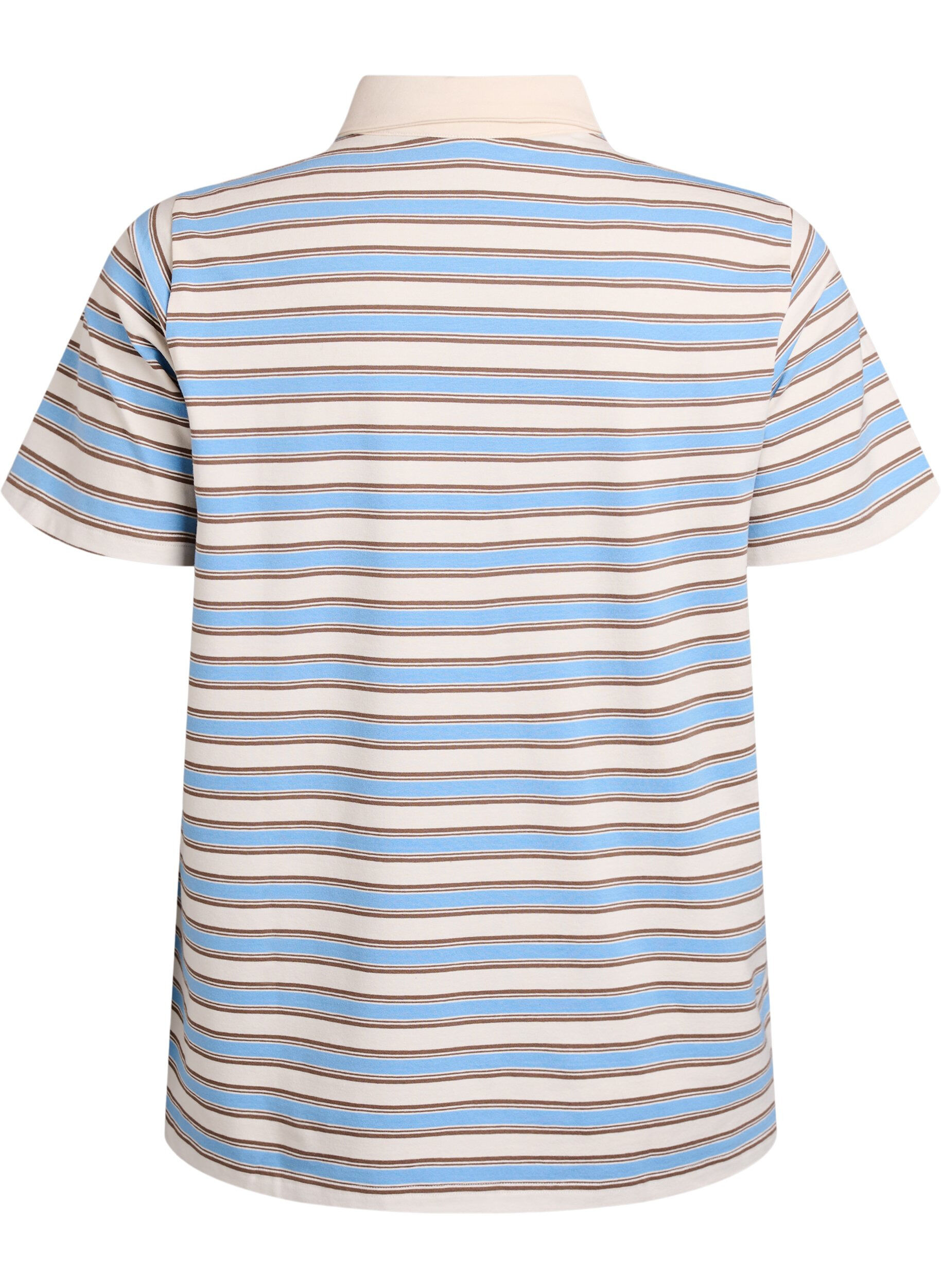 ZizziPoloshirt mit Streifen und kurzen &Auml;rmeln, Blau, Packshot image number 1