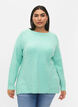 Melange-Pullover mit Seitenschlitz, Cabbage/White, Model image number 0