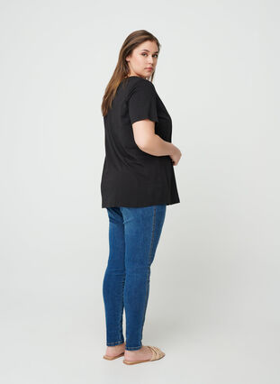 Kurzarm Baumwoll T-Shirt, Black w. Love, Model image number 1