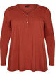 Langarmshirt mit V-Ausschnitt und Kn&ouml;pfen, Braun, Packshot image number 0