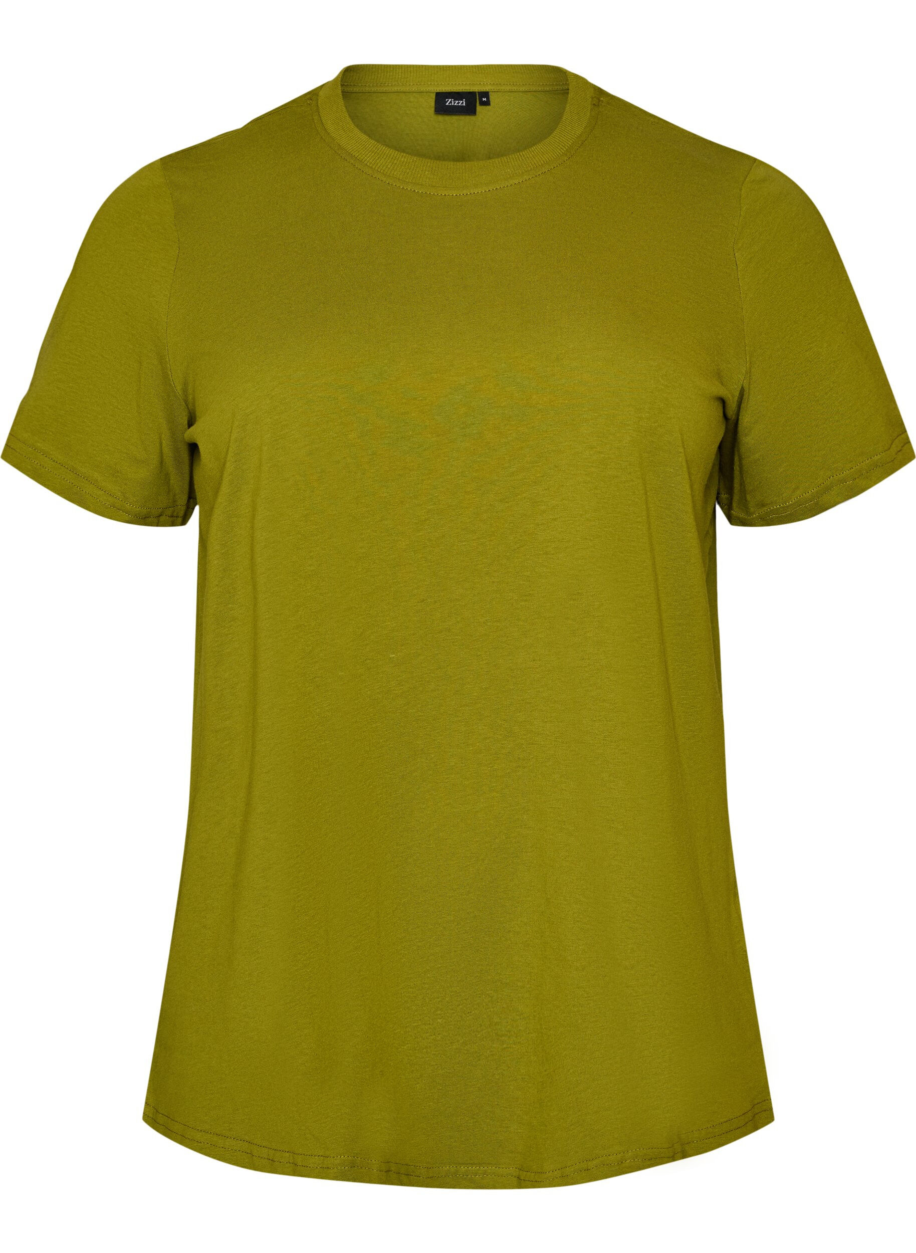 ZizziBasic cotton T-shirt with round neck, Green, Packshot image number 0