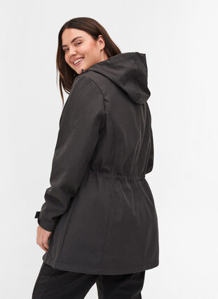 Softshell-Jacke mit Kapuze und verstellbarer Taille, Dark Grey Melange, Model image number 1